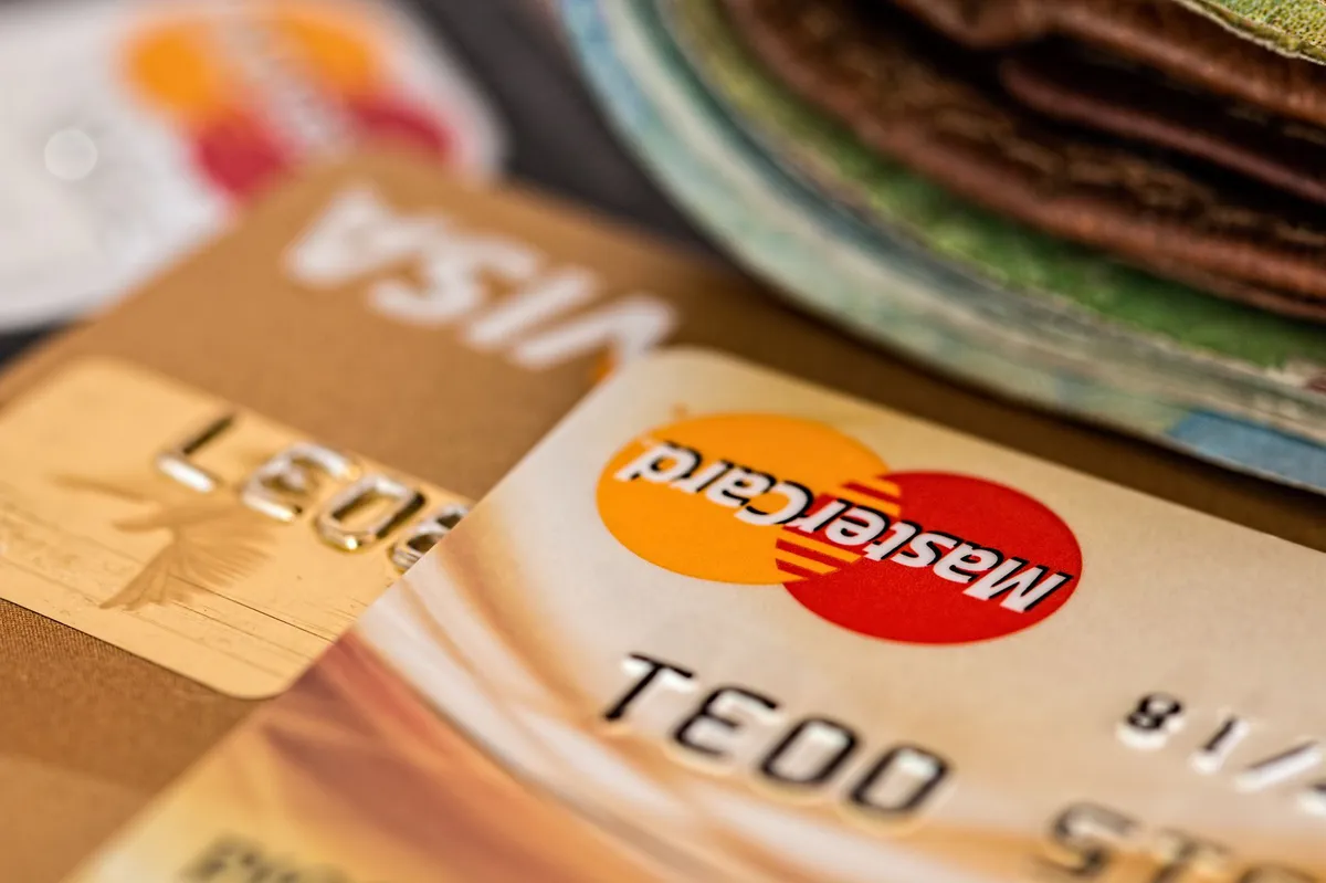 close-up of credit card