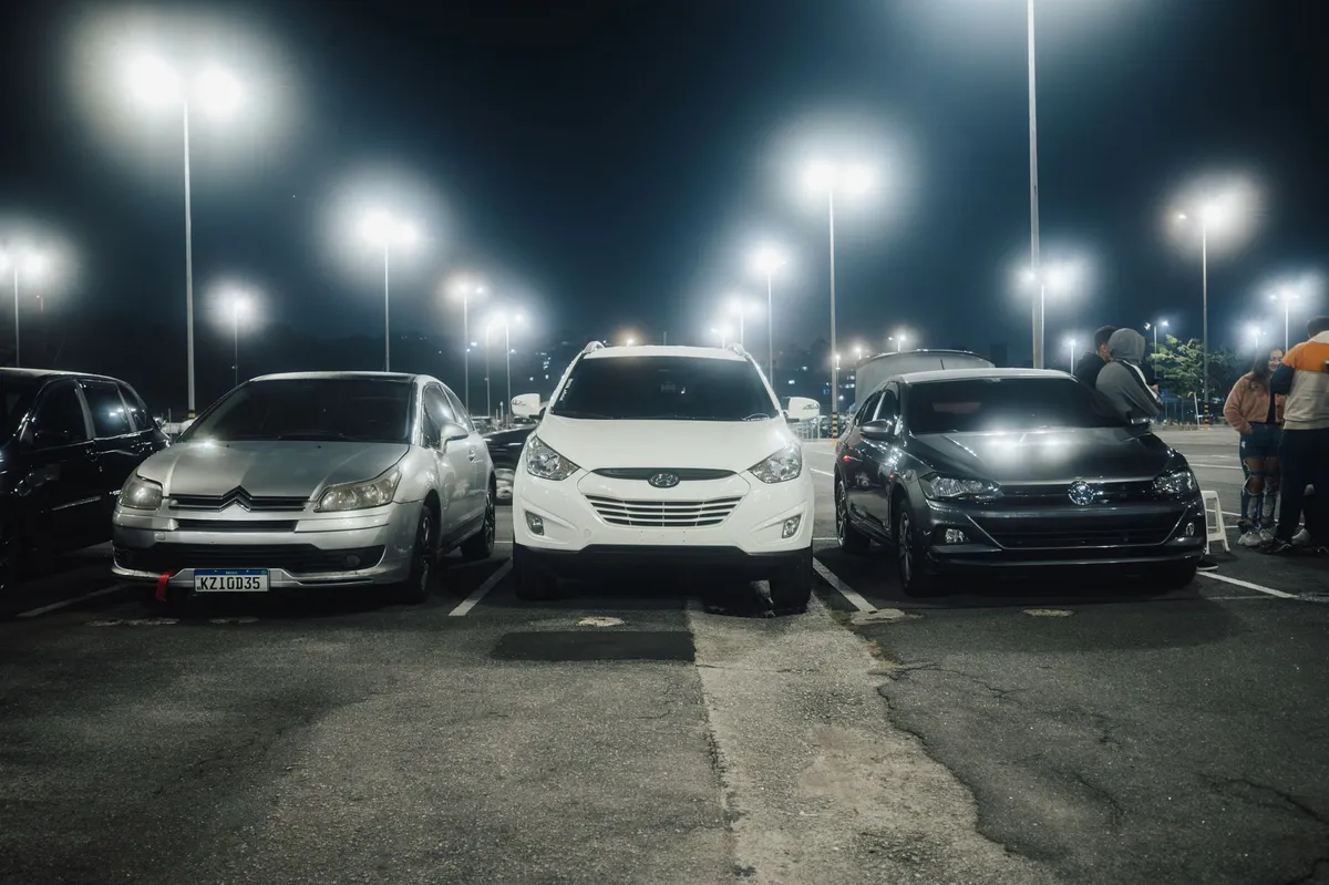 car parking lot at night