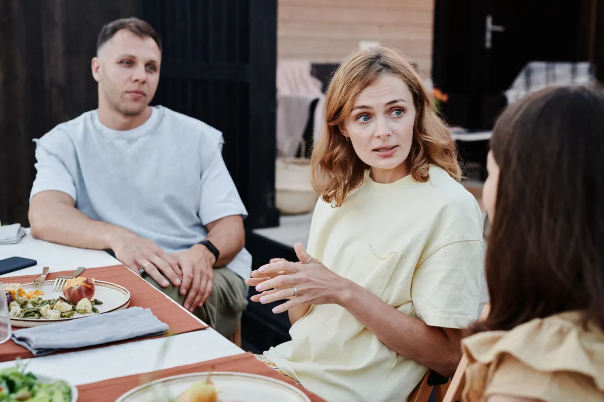 family gathering talking