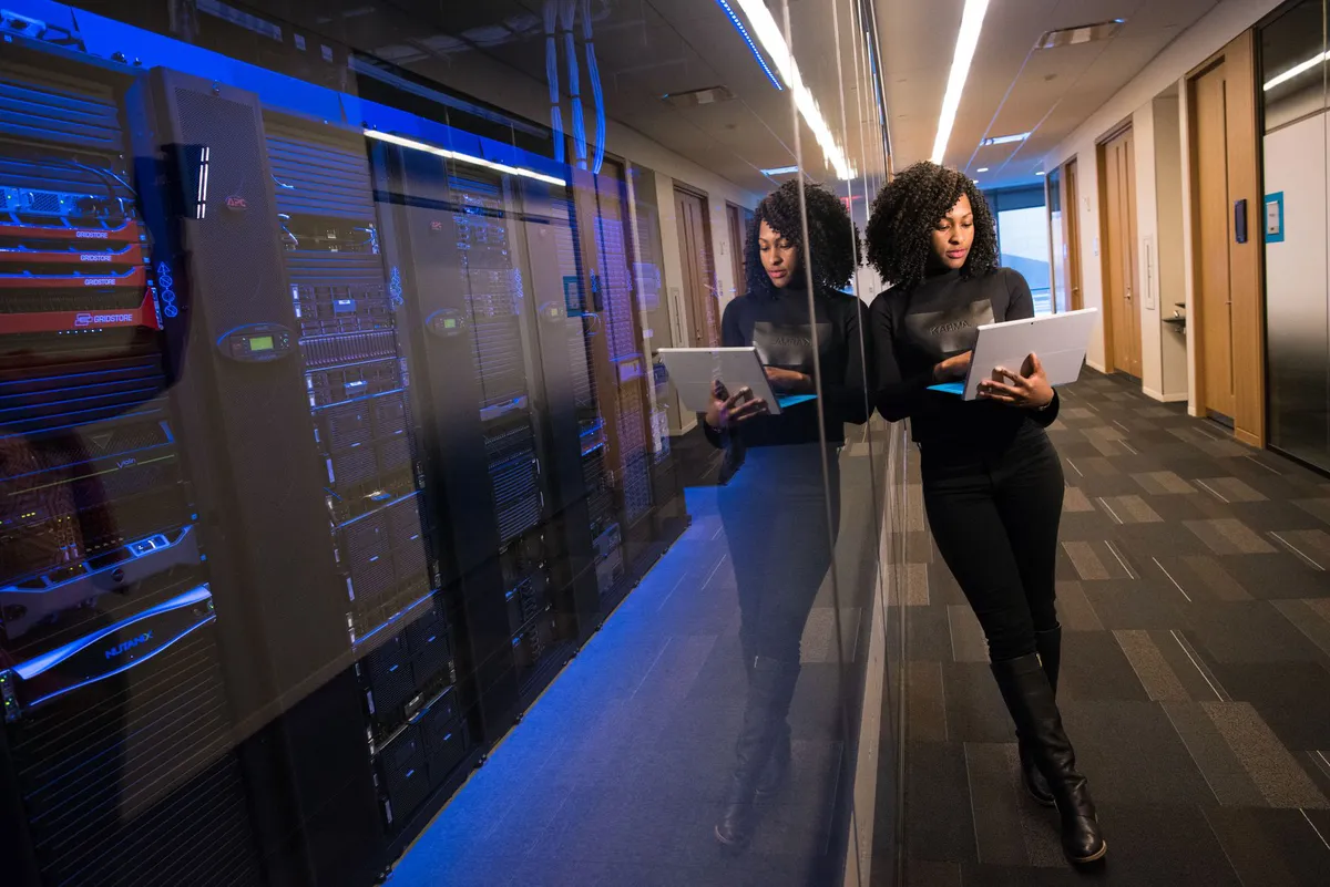 high-tech computer server room