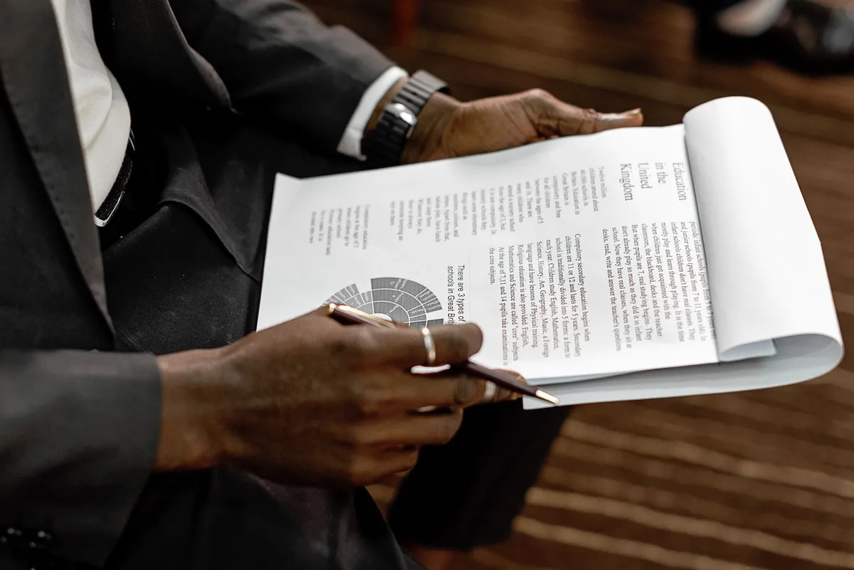 investor reviewing financial documents