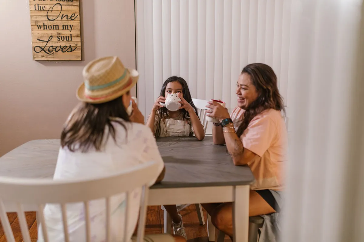family discussion around table