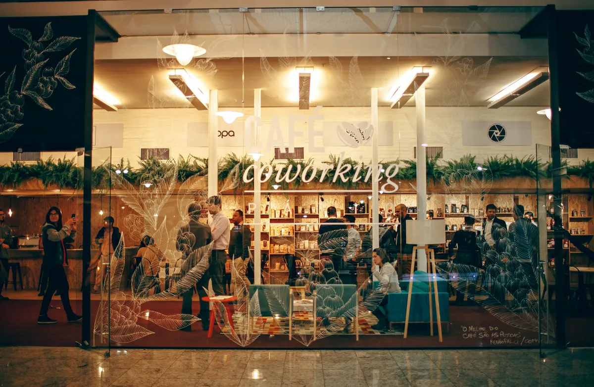 crowded coffee shop interior