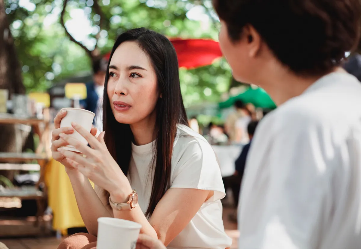 coffee shop customers enjoying drinks