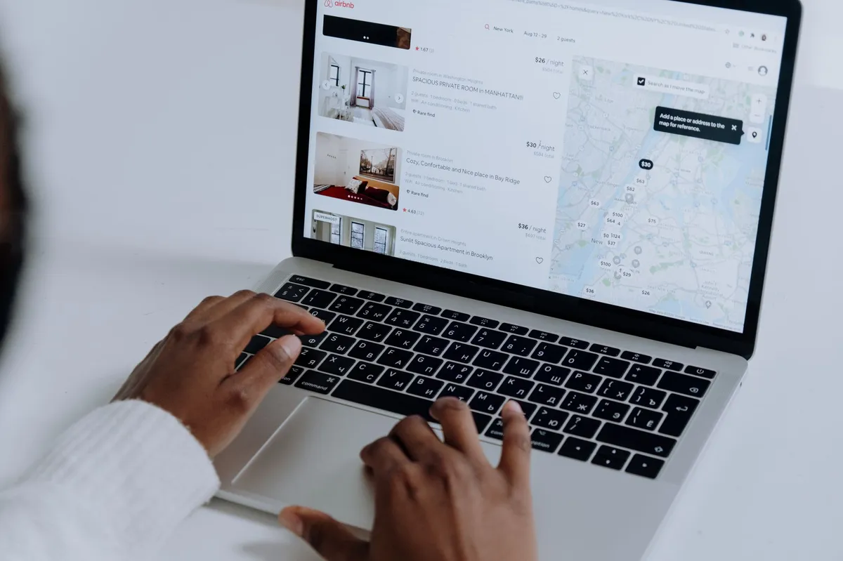 travel booking website on laptop