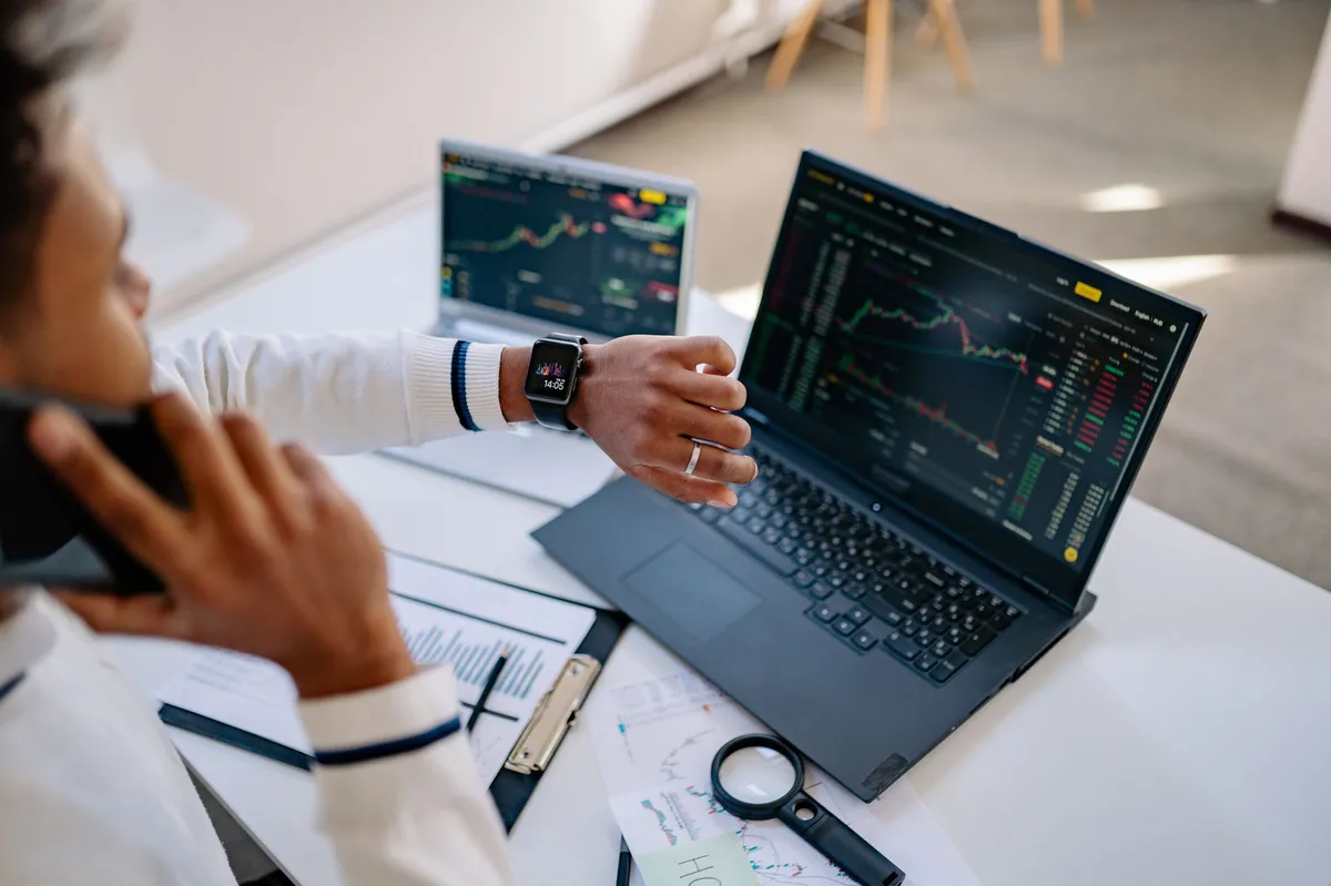 businessman analyzing stock market